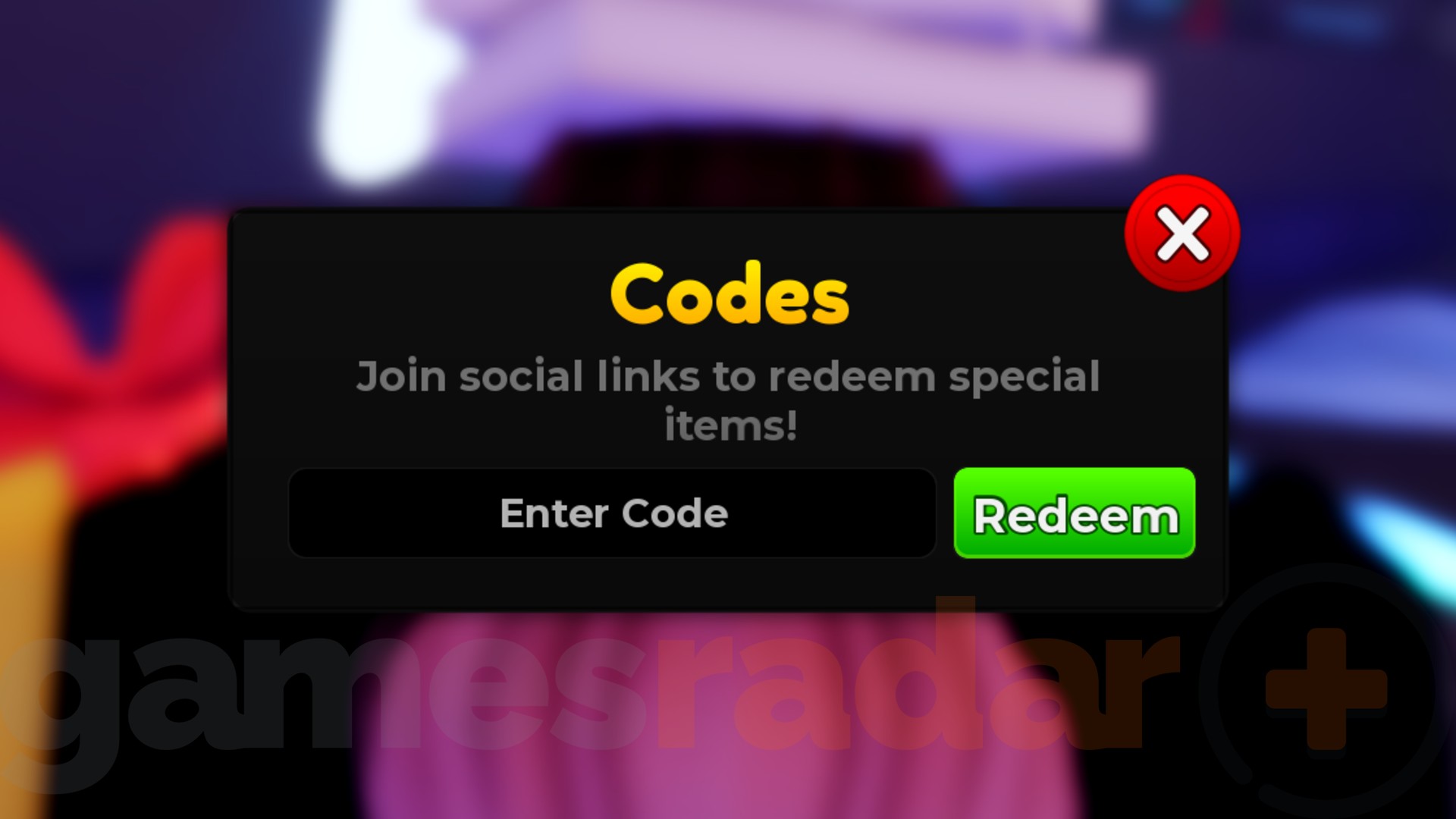 The Anime Adventures codes redemption box as seen in-game.