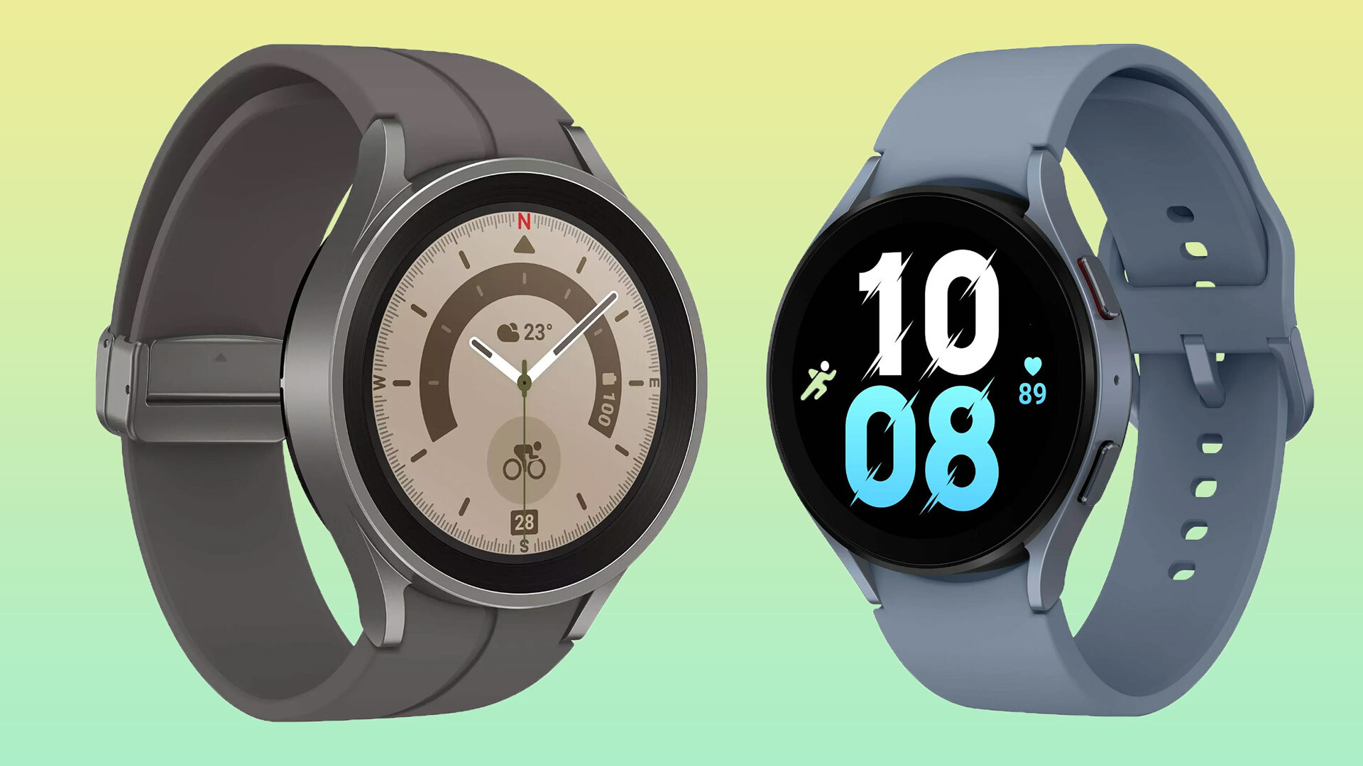 Galaxy Watch 5 Pro (esquerda) e Galaxy Watch 5 (direita)