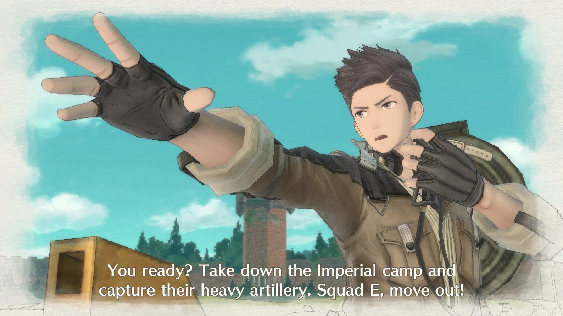 In Valkyria Chronicles 4, Commander Claude Wallace sends out instructions to his team to capture an imperial camp