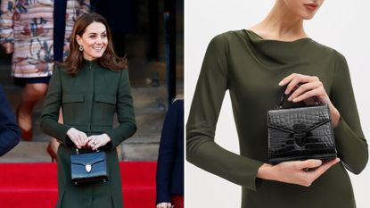 Kate Middleton and a model carrying Aspinal Mayfair bags 