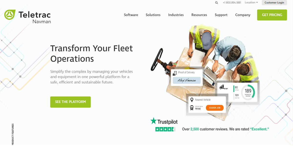 Teletrac Navman landing page