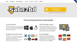 Website screenshot for SABnzbd