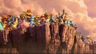 Super Smash Bros. Ultimate characters standing on a cliff
