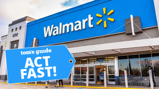 Exterior shot of a Walmart store's front entrance with Act Fast badge