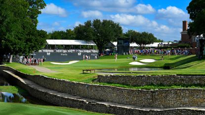 A scenic view of the 16th hole at Colonial