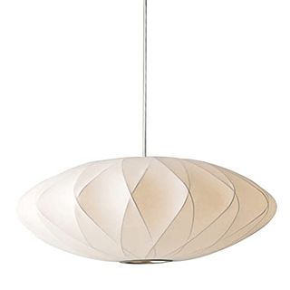 Dlsixyi Silk Pendant Light, Modern White Lantern Fabric Silk Ceiling Hanging Lamp Saucer Chandelier 1 Light Suspension Lighting Fixtures for Living Room Bedroom Hotel Hall Cafe