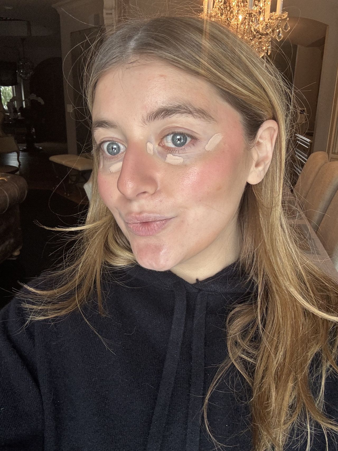 Samantha Holender before, during, and after testing Smashbox's Precision Contour Pens.