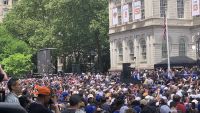 Views from the packed New York Knicks celebration parade after winning the NBA Championship.