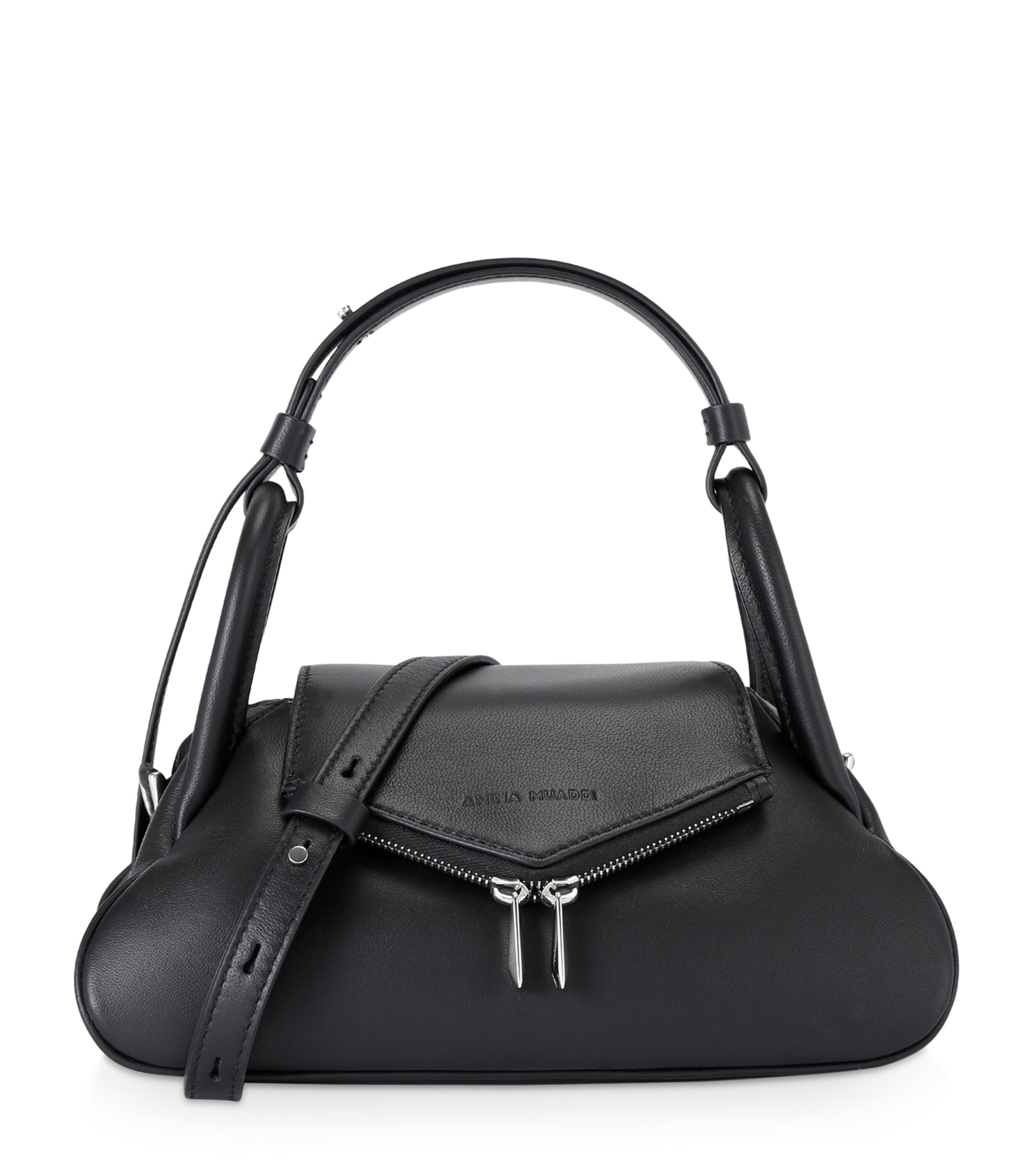 Amina Muaddi Small Leather Gemini Shoulder Bag