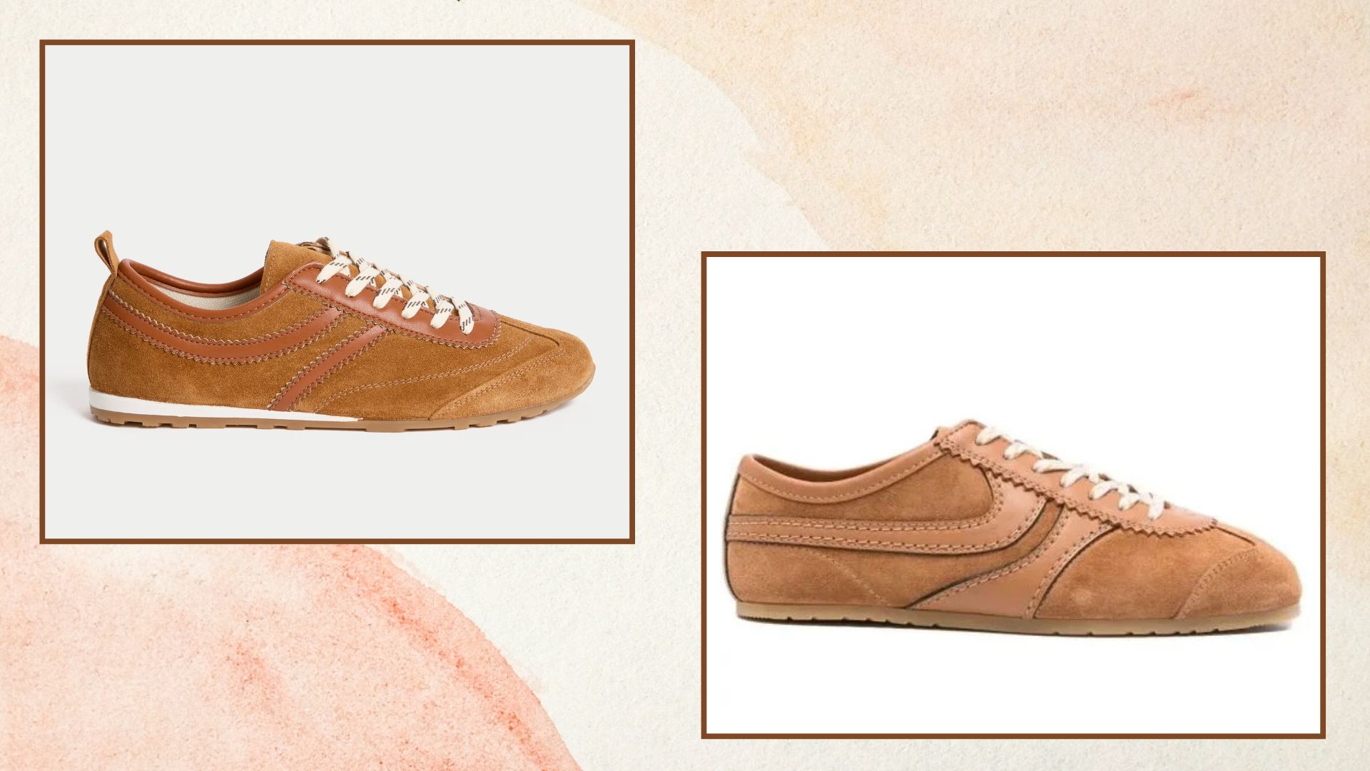 two brown suede trainers