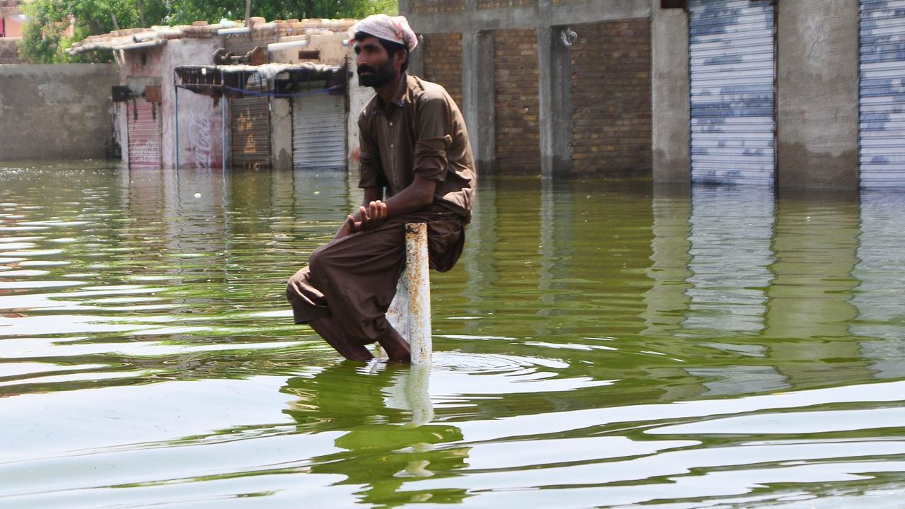 A flood in Daddu district southern Sindh province, Pakistan