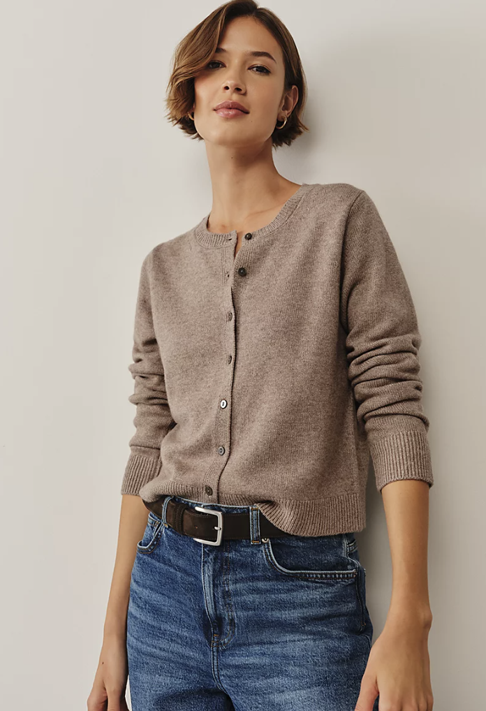 thewhitecompany, Neat Crew Neck Cardigan with Cashmere
