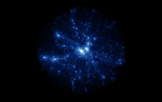 This still shows a snapshot of the universe as simulated by NASA's Pleiades supercomputer, the seventh fastest in the world. The Bolshoi universe simulation is the most realistic view of the universe to date and was released in late September 2011.