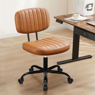 Brown leather office chair