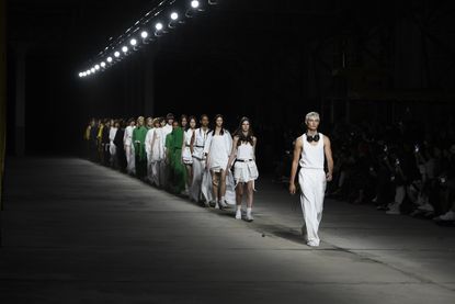 Models on runway at the Milan fashion week 