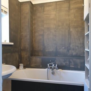 bathroom with bath tub and frenchic paint