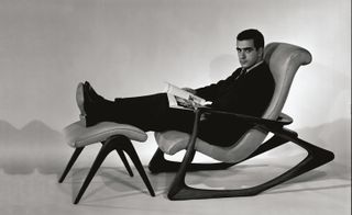 Kagan with the Contour Rocking Chair and Foot Stool.