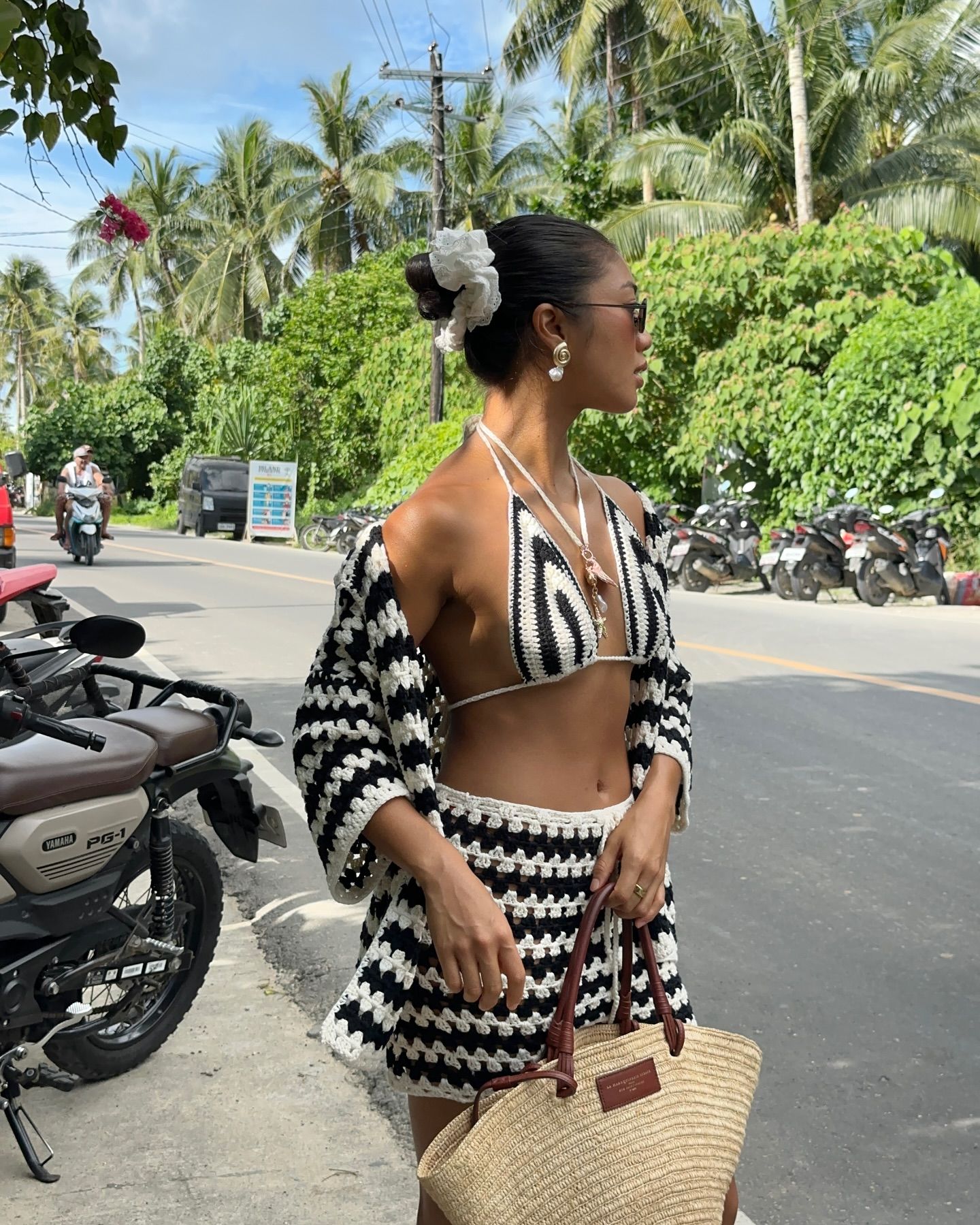 Summer skirt trends 2025: @jeannine.roxas wears a crochet mini skirt