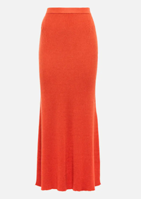 Epper ribbed-knit high-rise midi skirt in Spice, £708, | Gabriela Hearst