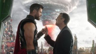 Thor and Bruce Banner in Thor: Ragnarok, fist bump high five