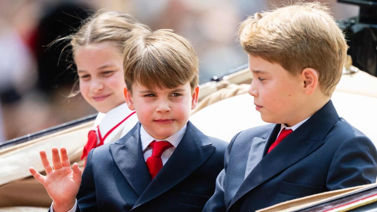 Prince George, Princess Charlotte, and Prince Louis at Trooping the Colour riding in the carriage procession