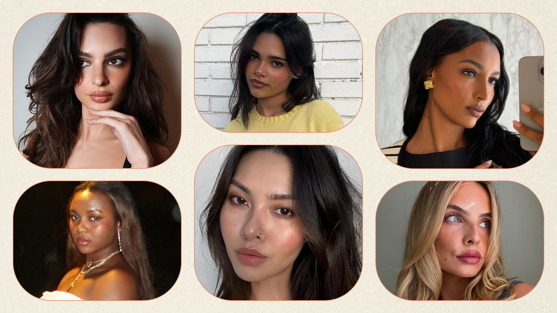 Collage of toasty makeup looks