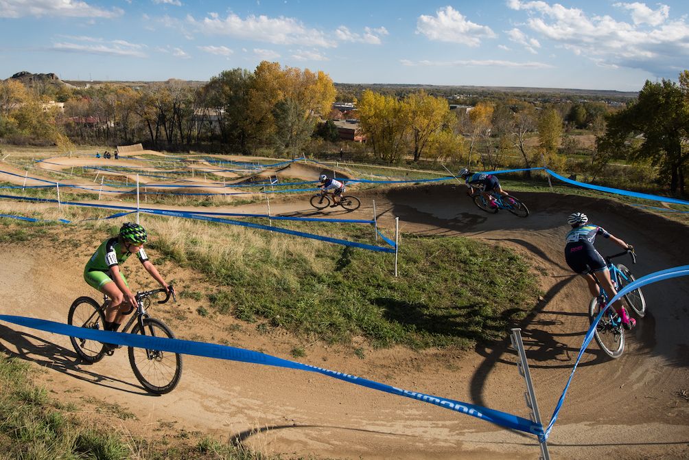 Caroline Mani leading the race on Day 1 of the US Open of Cyclo-cross