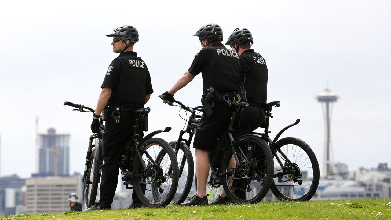 Police patrol in Seattle, Washington, USA