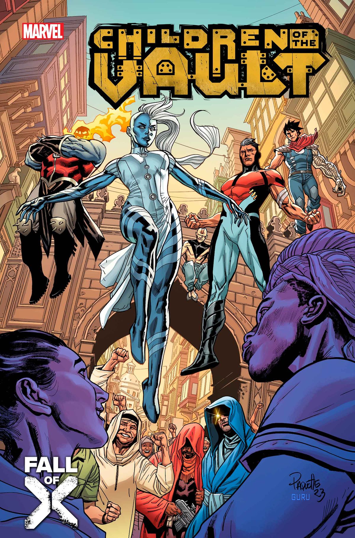 Covers for various Fall of X comics.