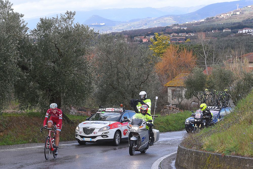 Nils Politt (Katusha-Alpecin) on his own at GP Industria &amp; Artigianato