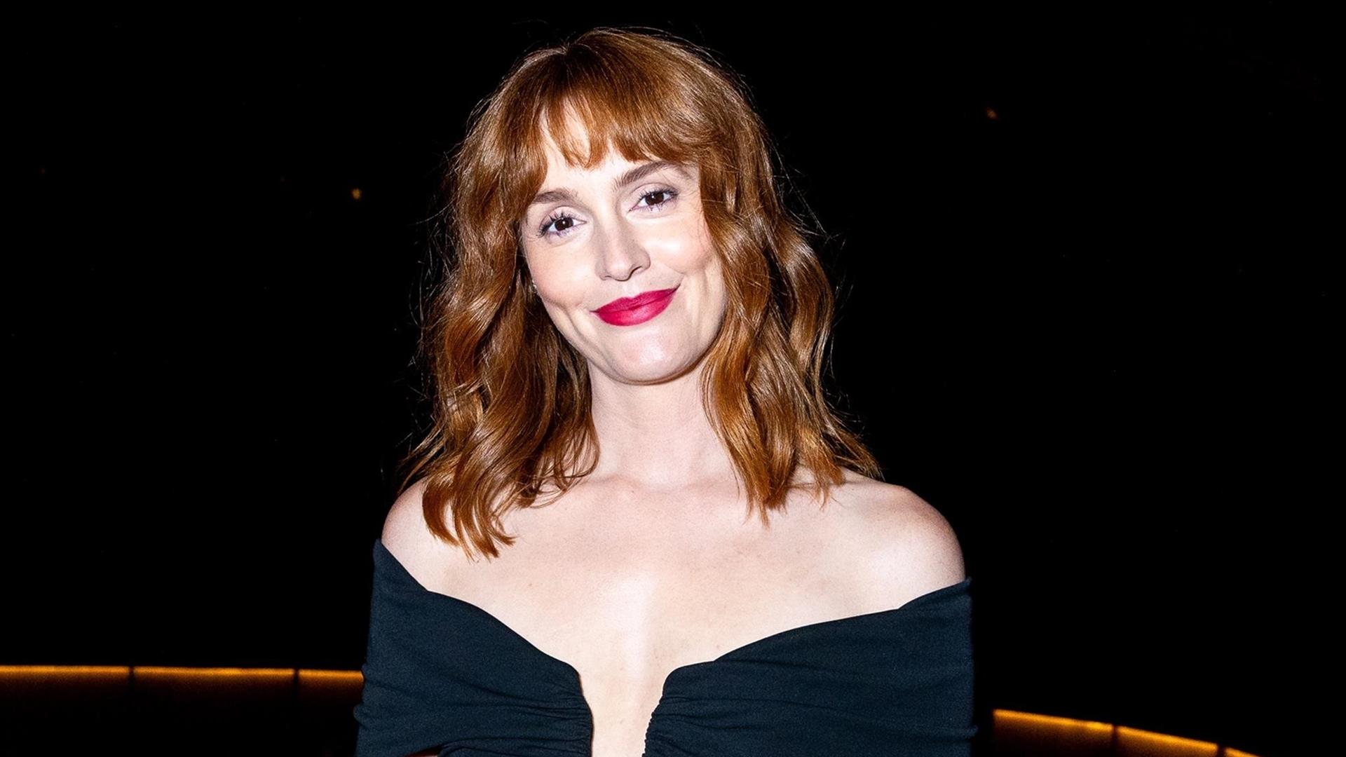 Leighton Meester attends an Urban Jürgensen event in an off-the-shoulder little black dress.