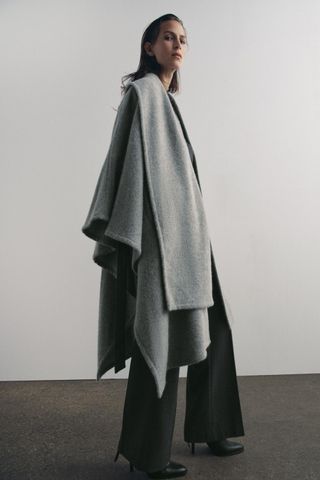 Alpaca Blend Cape Coat With Scarf Zw Collection