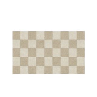 A white and beige rectangular checkerboard rug