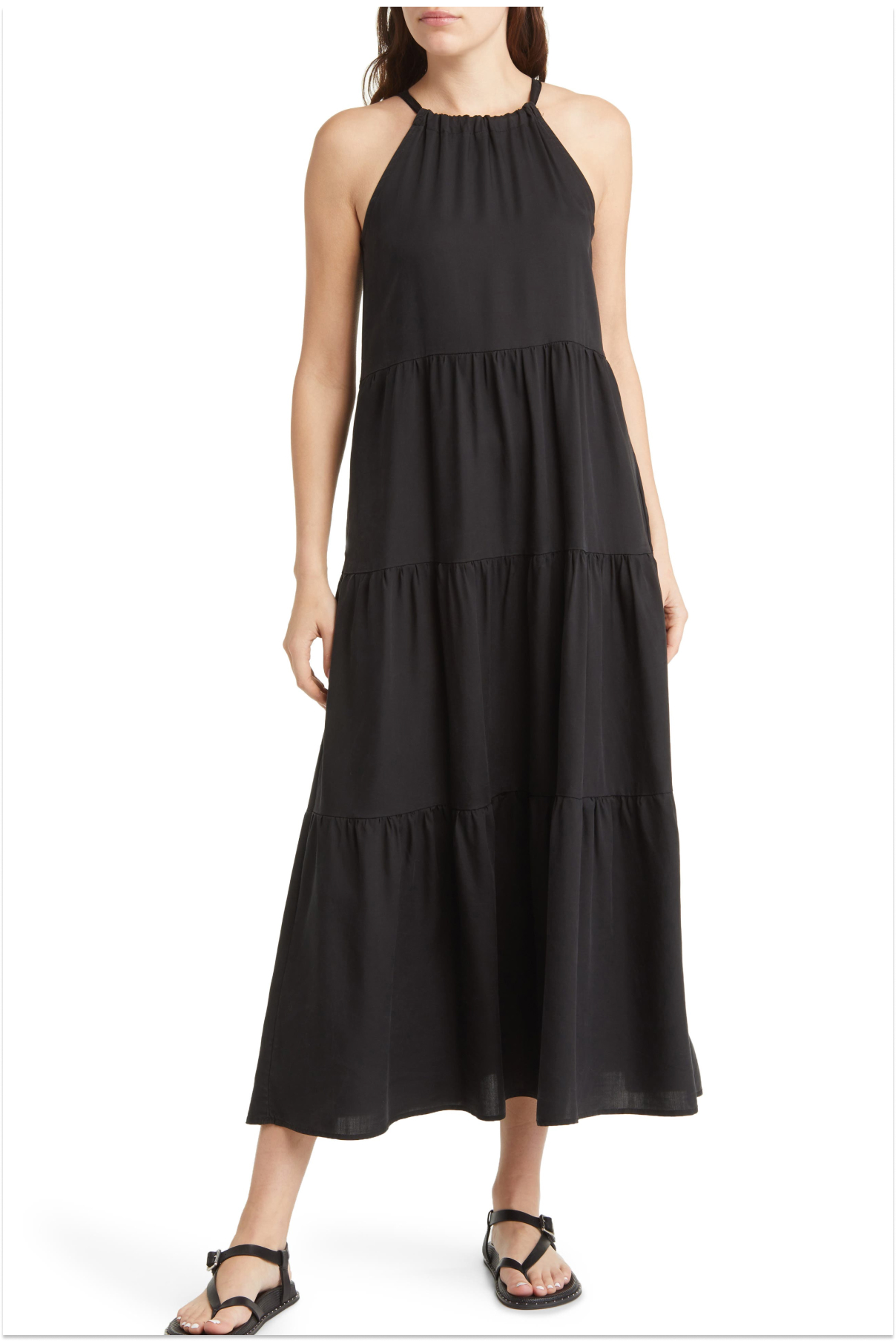 Treasure & Bond Tiered Halter Maxi Dress