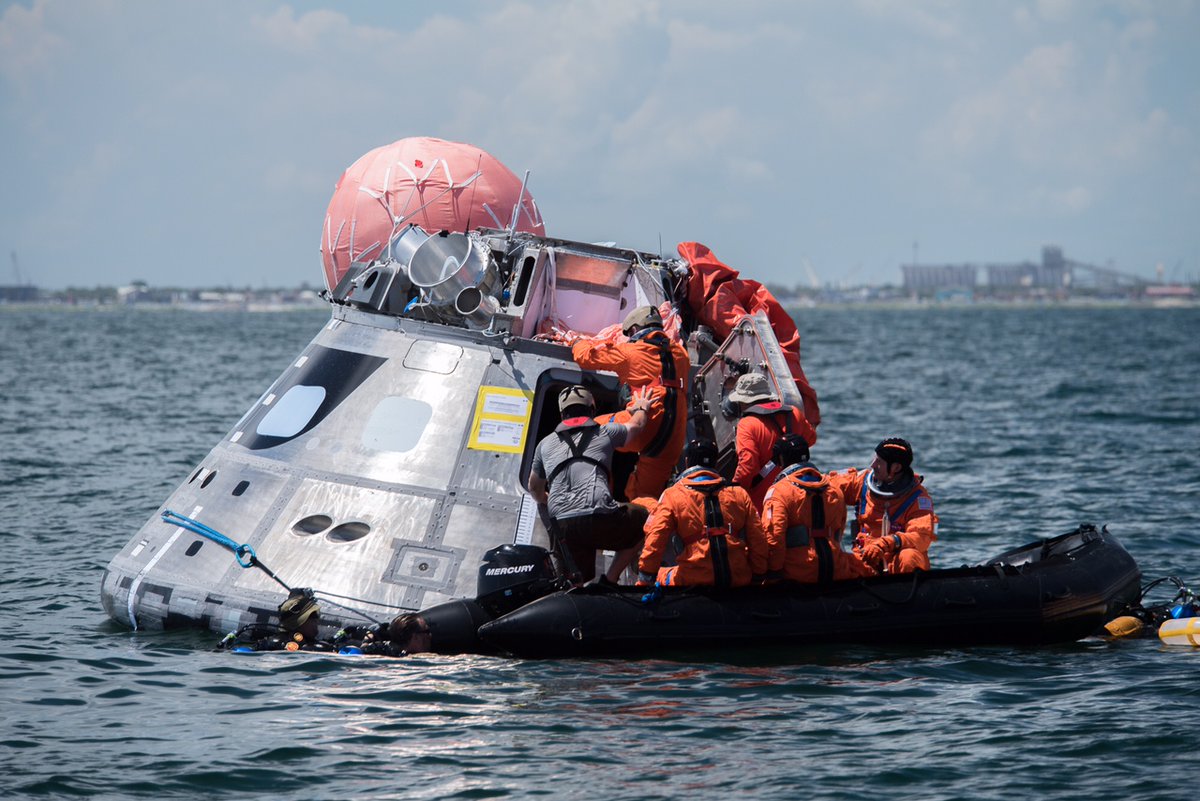 Orion space capsule in Gulf of Mexico