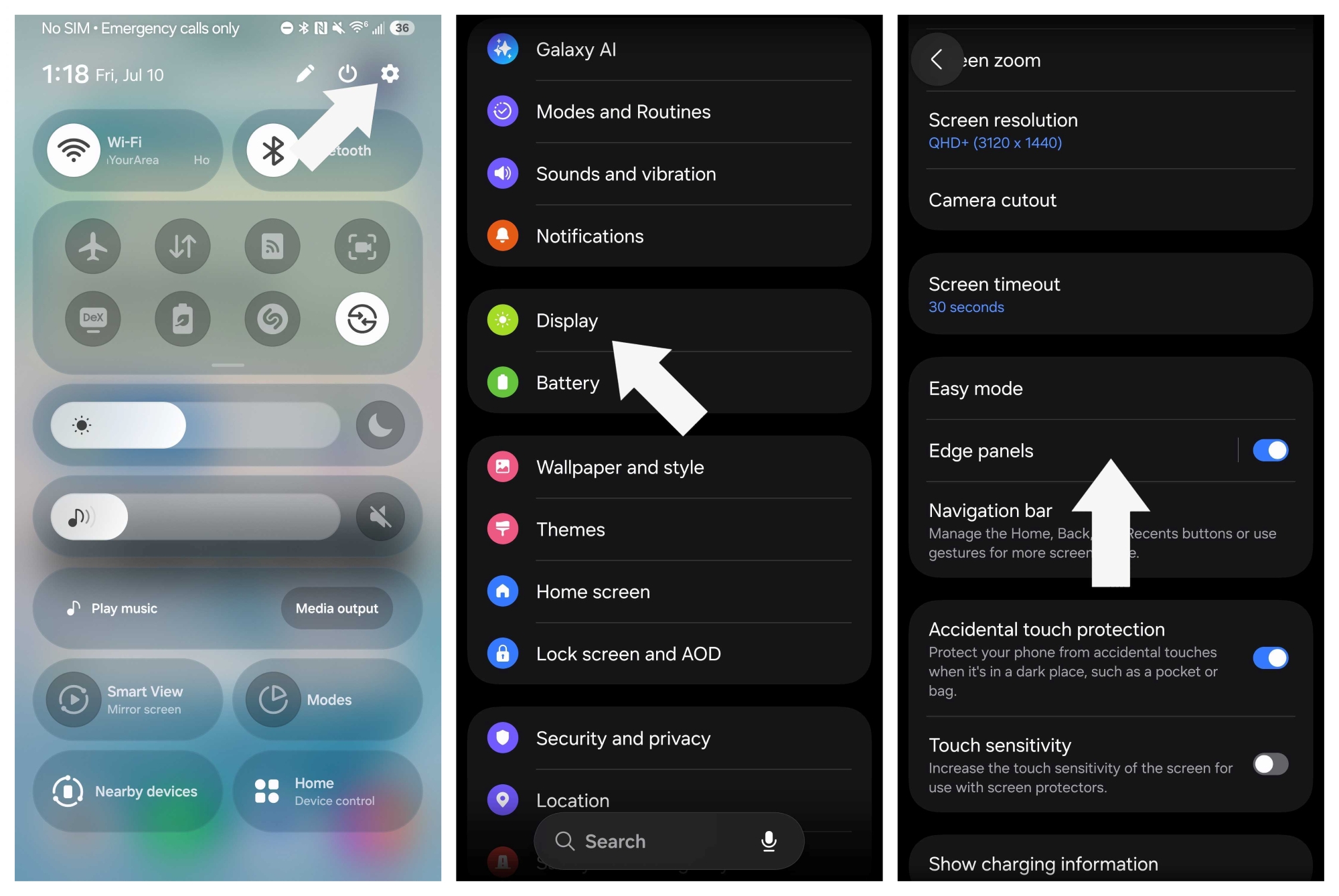 Activating and customizing the Edge Panel on a Galaxy S26