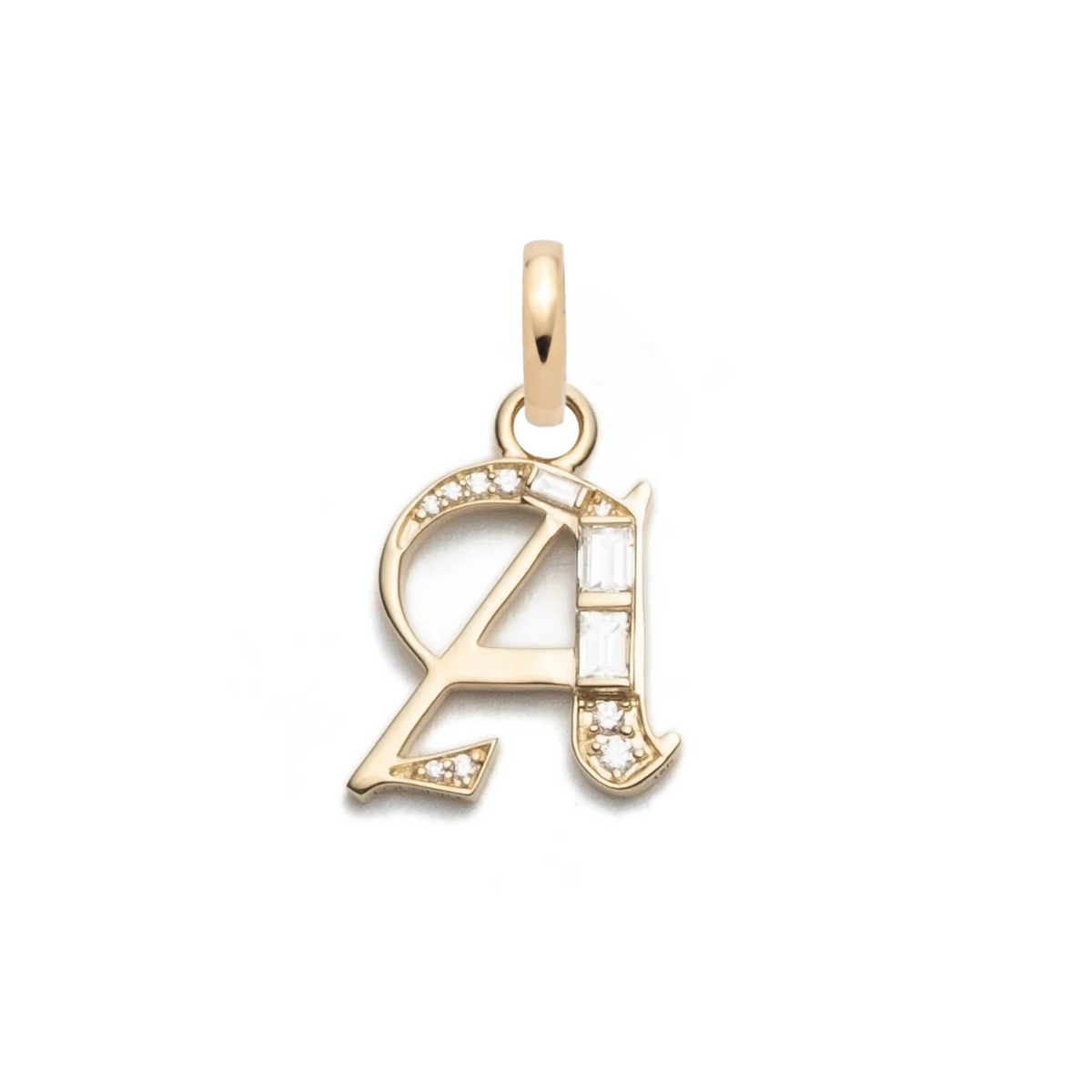Initials & Numbers Diamond Initial : in Gold With Diamonds and an Annex Link