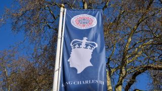 King Charles III coronation banners in Russell Square, London