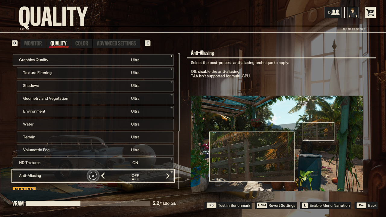 Far Cry 6 settings menu screenshots