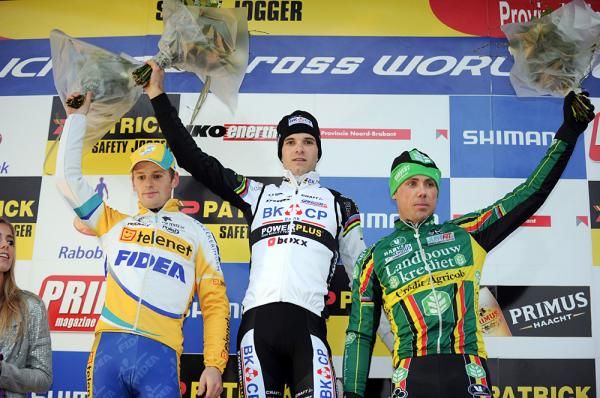 The podium in Hoogerheide: Kevin Pauwels, Niels Albert and Sven Nys