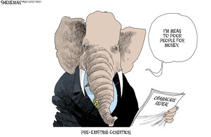 Political Cartoon U.S. GOP Obamacare Health care Money Rich Poor
