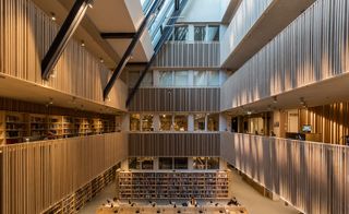 A photo overlooking the library inside the Central European University in Budapest, which won the RIBA International Excellence Award