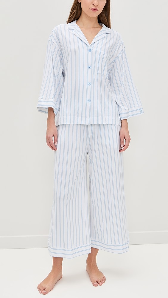 Petite Plume Luxe Pima Stripe Wide Leg Pajama Set