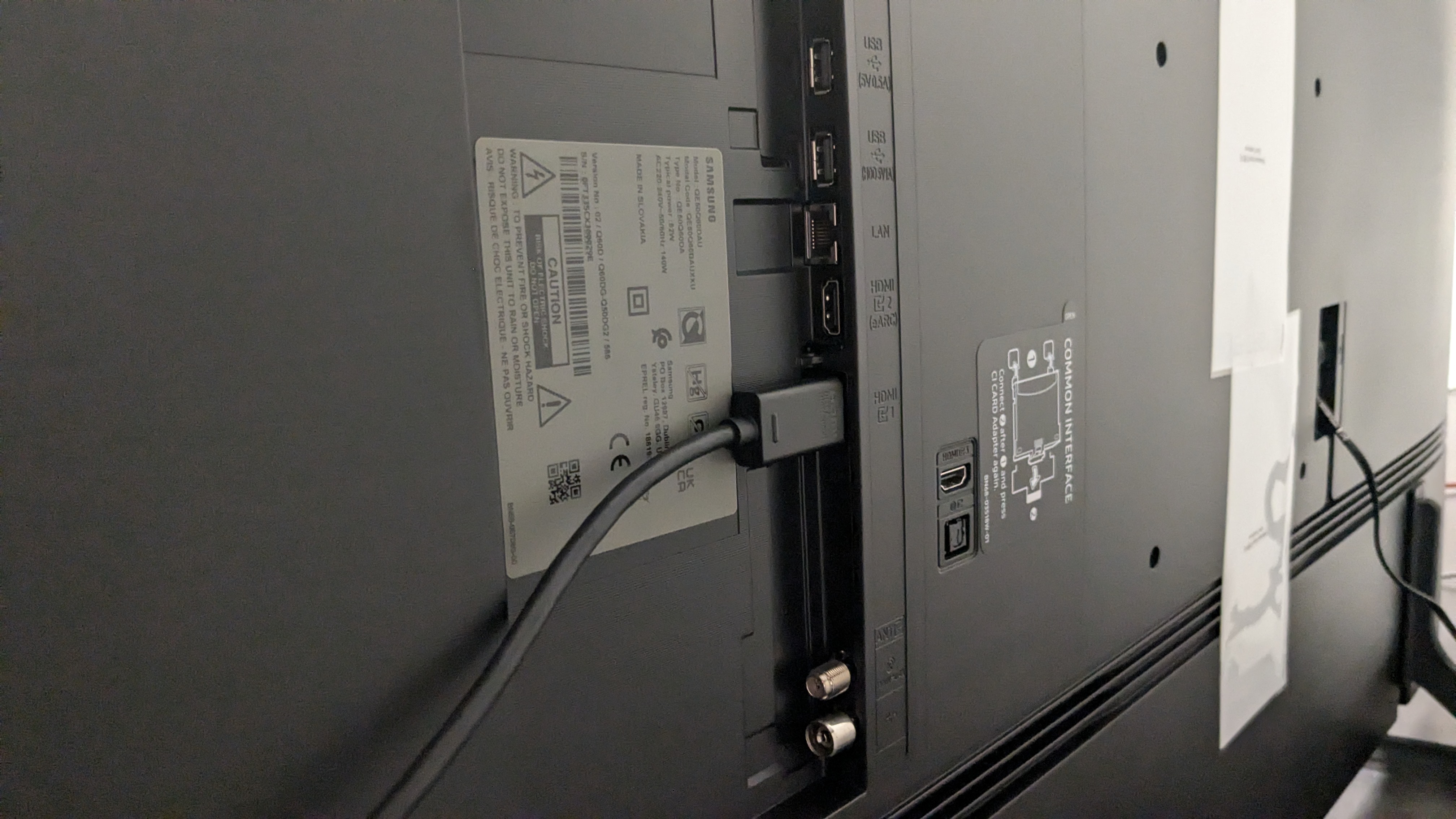 Samsung Q60D connectivity panel