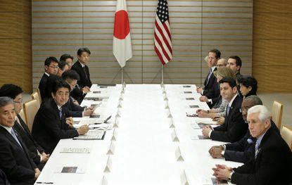 Japanese and American leaders meet to discuss the Trans-Pacific Partnership.