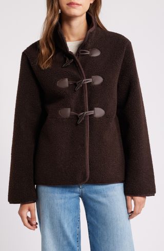 Toggle Front Faux Shearling Jacket