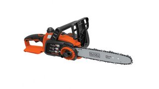 orange and black 10-inch cordless chainsaw