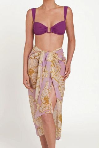 Away That Day Santorini Sarong in Lilac Bloom