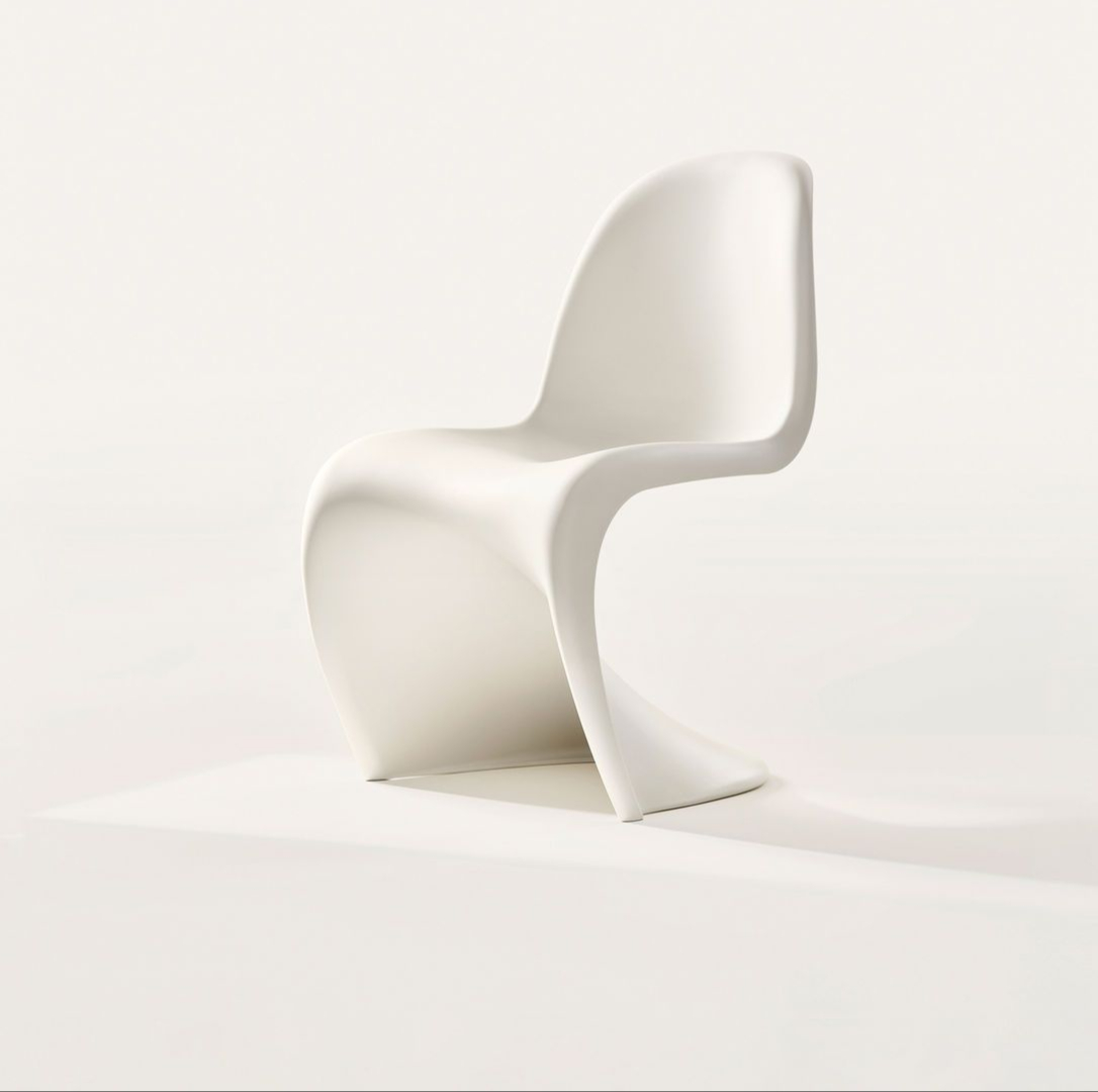 White S-shaped plastic chair by Verner Panton for Vitra