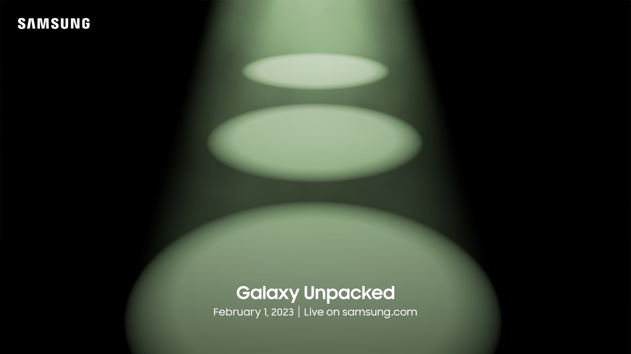 Eine Werbung für Samsung Galaxy Unpacked 2023